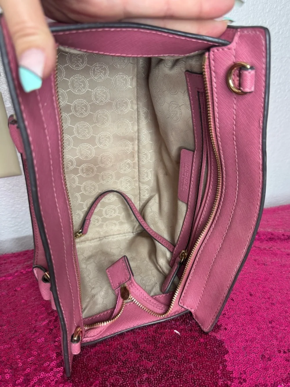 MICHAEL KORS 💖 Mauve Structured Satchel, Double Handles, Leather (8x14 inches)